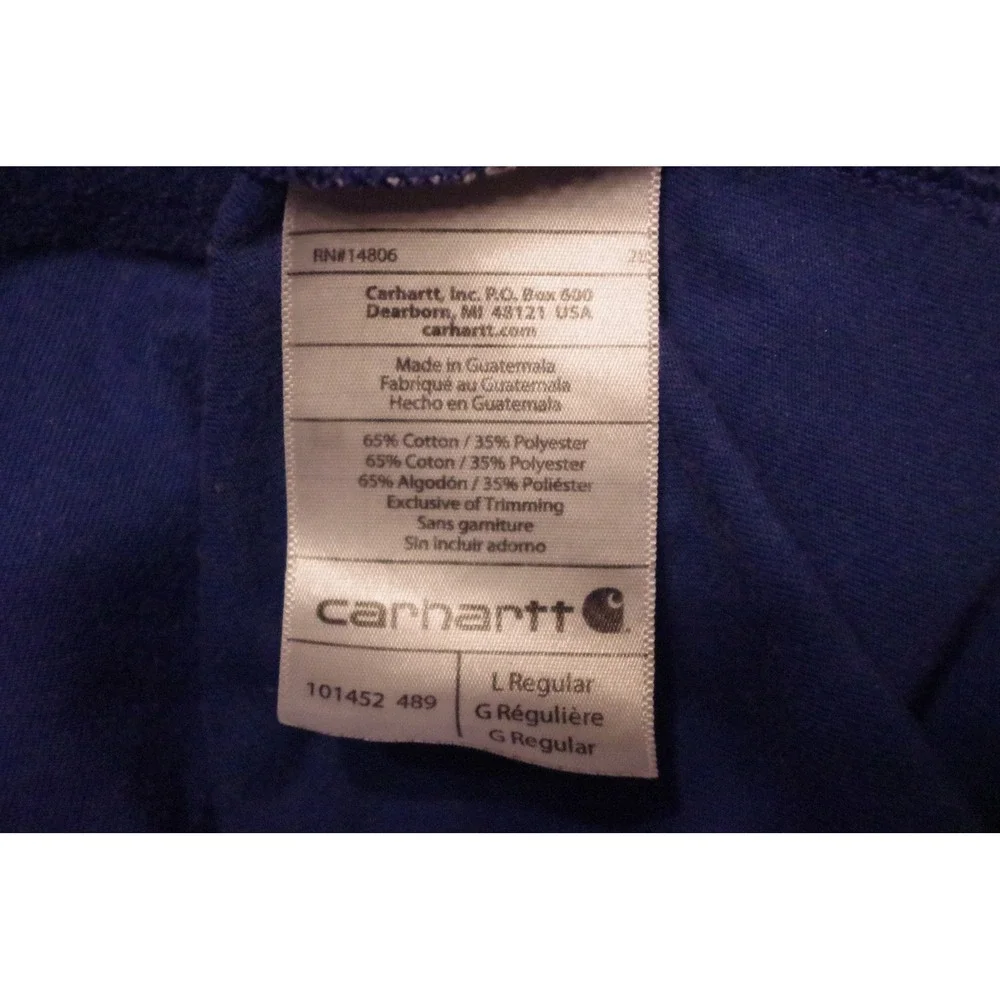 Carhartt Force Men L Blue Quarter Zip Pullover Relaxed Fit Long Sleeve Shirt